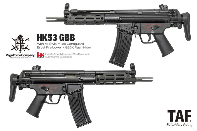 【TAF Custom補貨中】(三發點放+MI-Style M-Lok戰術護木) VFC HK53 現代型 GBB