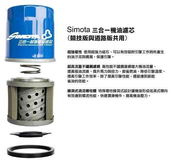 【上宸】SIMOTA 三合一 機油心 超強 高流量 機油心 機油濾芯 機油濾清器 機油芯 有強力磁石