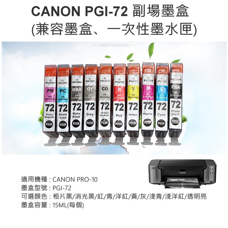【台灣現貨】CANON PGI-72 帶晶片副場墨盒 （適用PRO-10、十色可選）🌈兼容墨盒 相容墨盒 兼容墨盒