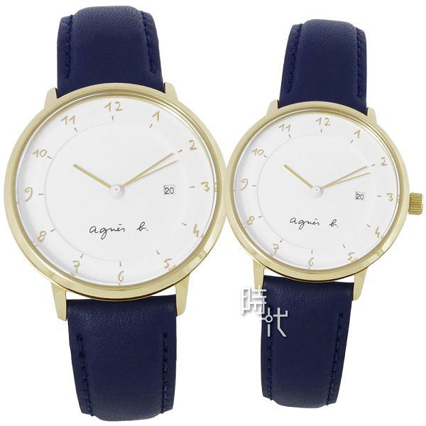 【台南 時代鐘錶 agnes b.】優雅法式人文 手寫風簡約時尚情人對錶 BS9005J1 B4A004J1