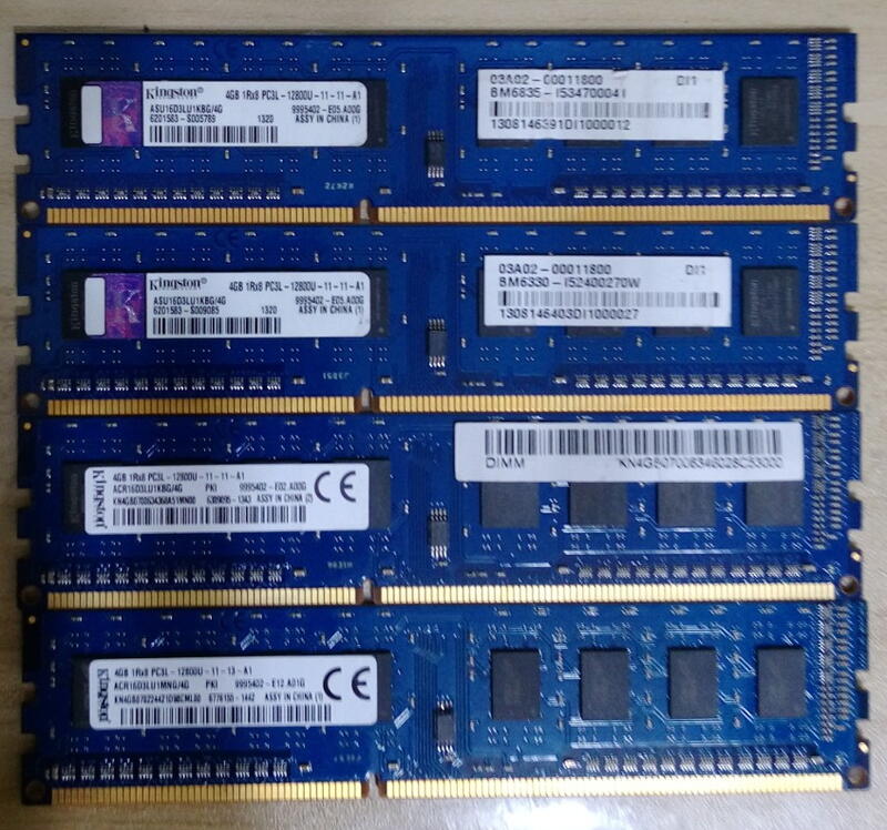 金士頓 Kingston DDR3L 1600 8G 記憶體 低電壓版