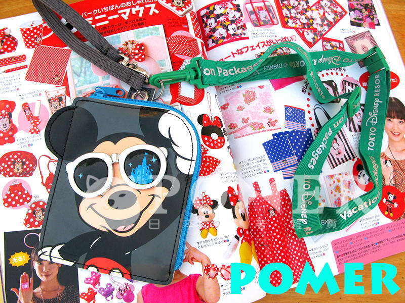 ☆POMER☆日本東京迪士尼樂園絕版正品 米奇 米老鼠 立體墨鏡 掛繩 票卡夾 證件套 證件夾 識別證套 零錢包 兩用款