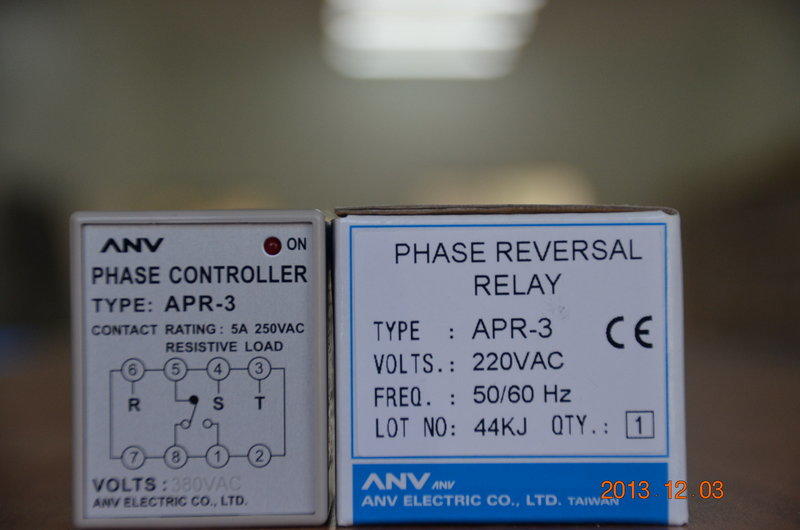 馬達逆向保護器  防止逆向繼電器 ANV APR-3  Phase Reversal Relay.