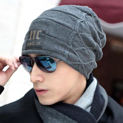 【兩件免運】 男士冬天冬季韓版潮戶外針織帽毛線帽加絨加厚保暖套頭帽護耳帽子