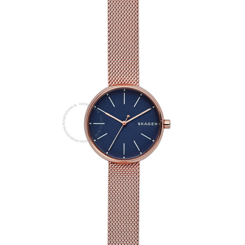 【換日線】SKAGEN SKW2593 Signature 海軍藍錶盤玫瑰金女士手錶