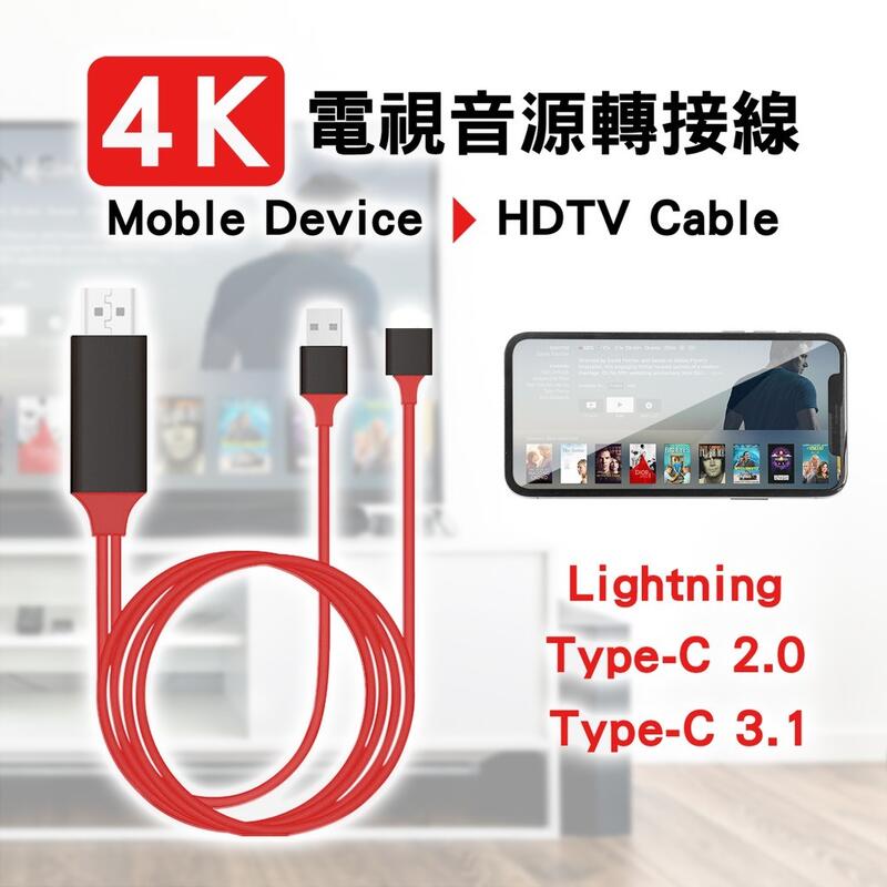 高清不卡頓 4K手機轉HDMI 視訊 螢幕轉接線 iPhone 安卓 Type c 電視螢幕轉接線