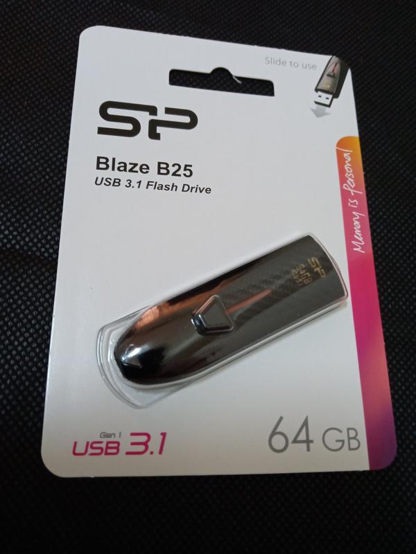 廣穎64G Silicon-Power Blaze B25 USB 3.1隨身碟(黑) SP064GBUF3B25V1K