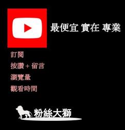 【粉絲大獅】 yt YT Youtube 訂閱 觀看 按讃 留言