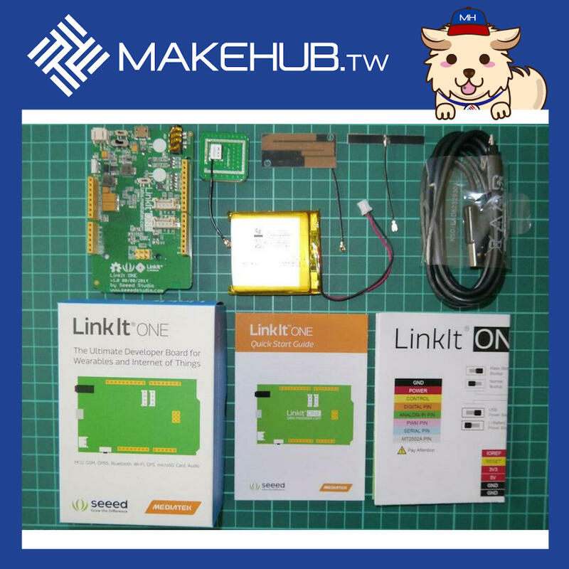MakeHub附發票出清送USB線台灣代理原廠LinkIt ONE Arduino IDE腳座WiFi GPRS 物聯網