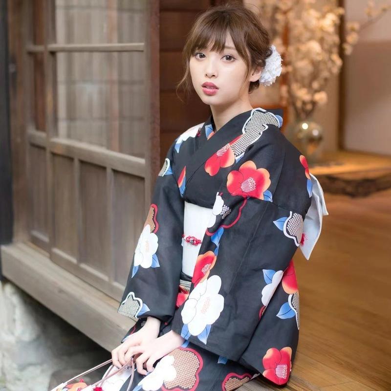 新款日本和服浴衣正裝和服浴衣紅白花YUKATA COS