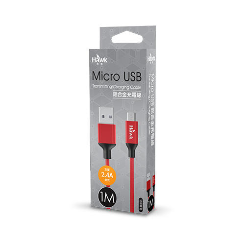 傑仲 (有發票) 逸盛科技 Hawk Micro USB 鋁合金充電線 1M (紅) 網登享受兩年保修
