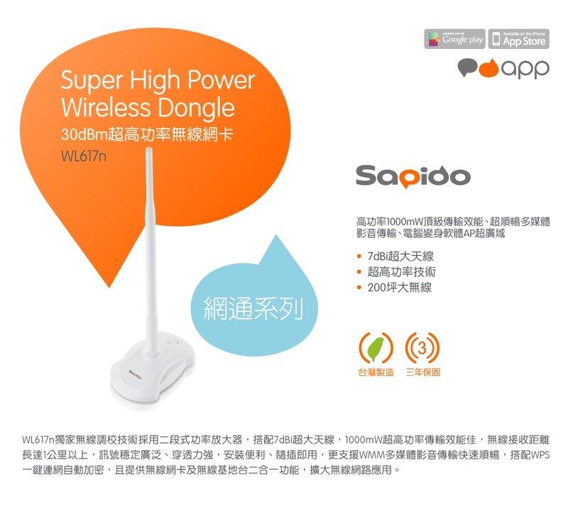 [ SK3C ] SAPIDO WL617n 30dBm超高功率無線網卡