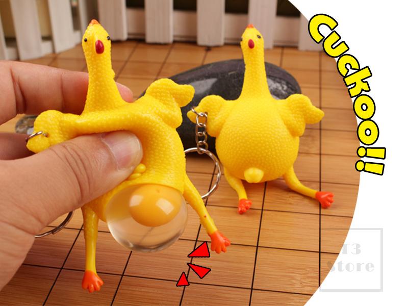 【T3】紓壓小物 減壓 小雞 療癒 搞怪 惡搞 搞笑 鑰匙圈 擠蛋雞 下蛋 蛋黃 創意 玩具【HT03】