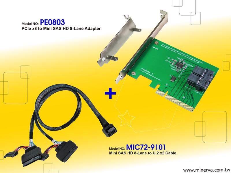 PE0803 PCIe x8 3.0 to Mini SAS HD dual-port + cable