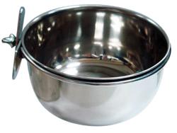 MS.PET 小動物 鸚鵡 鳥 鼠 兔貂 懸掛式不鏽鋼碗 白鐵食盆 餵食器 不銹鋼水碗（L，Ø12X6.5公分）160元