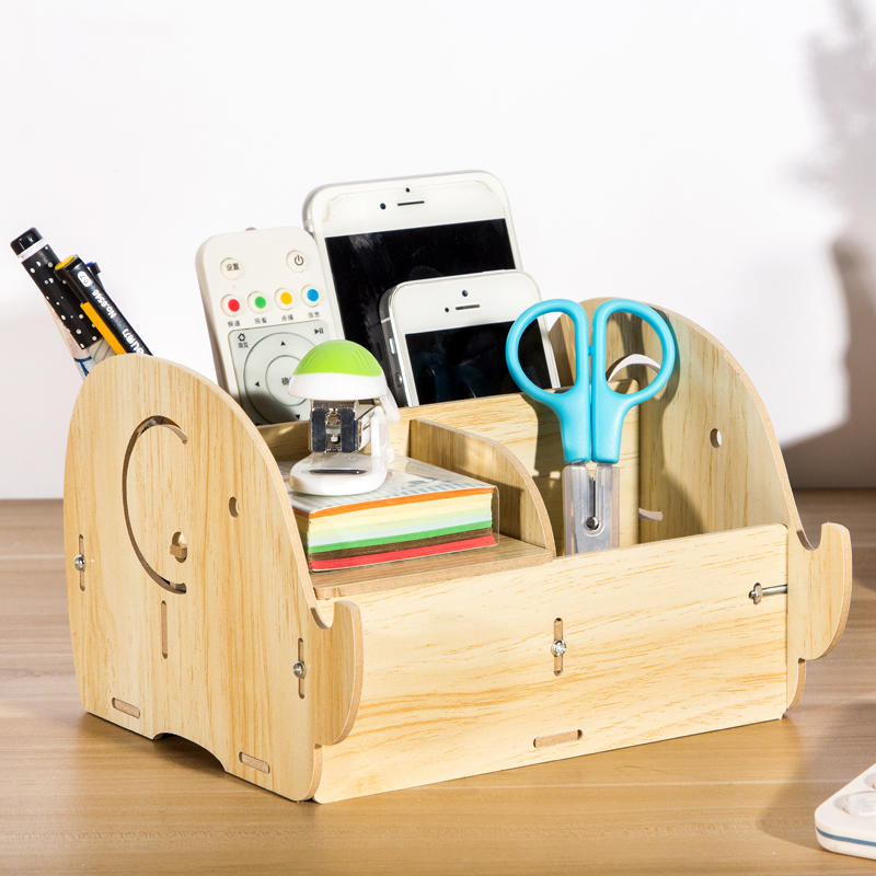 【香氛生活】創意DIY木質組裝 多功能桌上遙控器收納盒 遙控器收納盒 桌上收納盒 文具收納盒