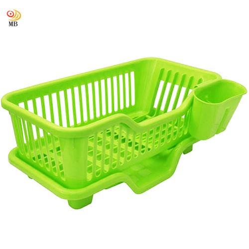 全新特價大容量三件排水式碗盤收納瀝水架餐具架筷籠(442317)