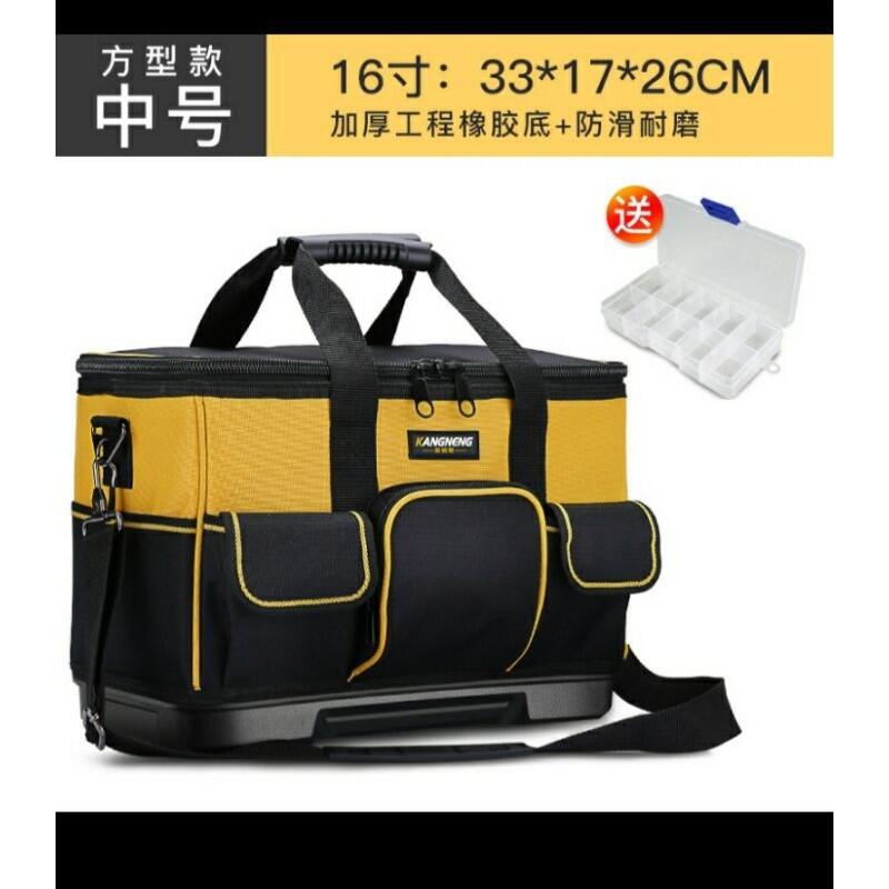綸綸 專業五金用品 新款塑膠硬底加高四角電工 16-19-21工具包（速出貨）多功能維修用加厚耐磨帆布小