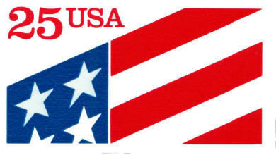 1990 美國  25分 星條旗塑膠自黏郵票  sc#2475 現標現得 國旗 專題