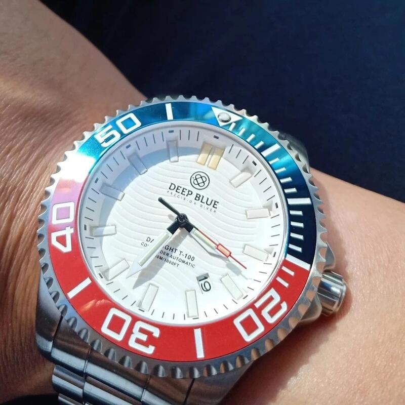 美國DeepBlue 指揮官 T100 氚氣夜光潛水錶 陶瓷外圈藍寶石錶面,自發光刻度,指針