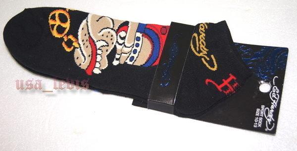 【美國Levis專賣】優惠ED HARDY 嘻哈鬥犬 黑加厚 氣墊襪 短襪 棉襪 船型襪 隱型襪 毛巾運動襪
