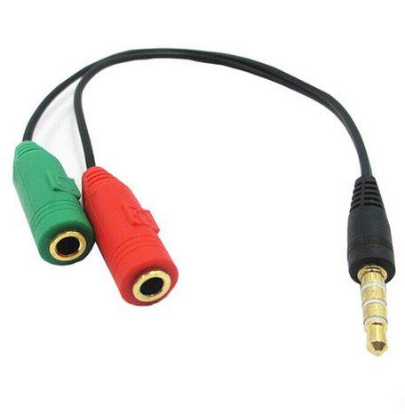 3.5mm音源(公)轉電腦耳機線(母) (紅綠孔) 帶mic可錄音 轉接線/轉換線