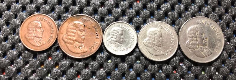 私藏 : 非洲錢幣> 南非共和國.1965年版式-AFRICA Legend.ㄧ套五枚(稀有)