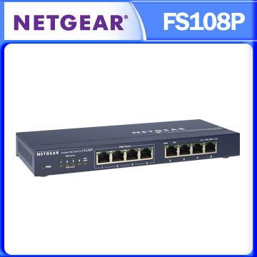 Netgear FS108P 8埠 - 4埠PoE 10/100Mbps PoE供電 乙太網路交換器