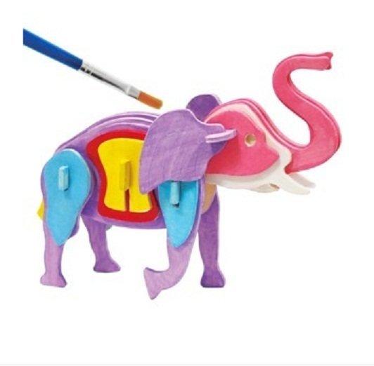 EZBUY-小男孩新年生日禮物3D立體木質拼圖益智兒童玩具3-5-6歲JP215大象