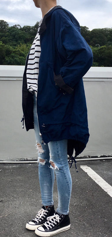 [八成新少穿] Zara TRF系列雙面穿黑藍風衣 大衣 韓妞必備 韓星泫雅類似款