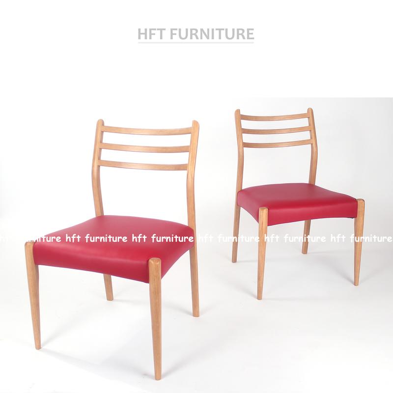 HFT Furniture【現貨】HFT-0032 橡木實木 橡木本色 復古皮質餐椅 / 黑.紅.駝色 三款 (免運費)
