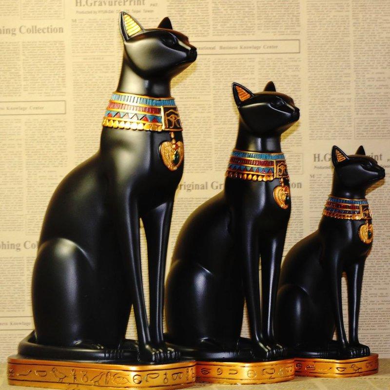 歐美風精緻擺飾 埃及貓神金黑色高貴神祇 貝斯特貓神像 豐產與康復之神 家居裝飾佈置禮物 客廳咖啡餐廳質感藝品 小號