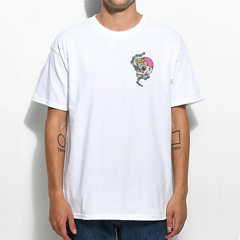 RIDE Skate Skull 左胸 短袖T恤 2色 歐美潮牌西海岸刺青滑板龐克BMX印花潮T