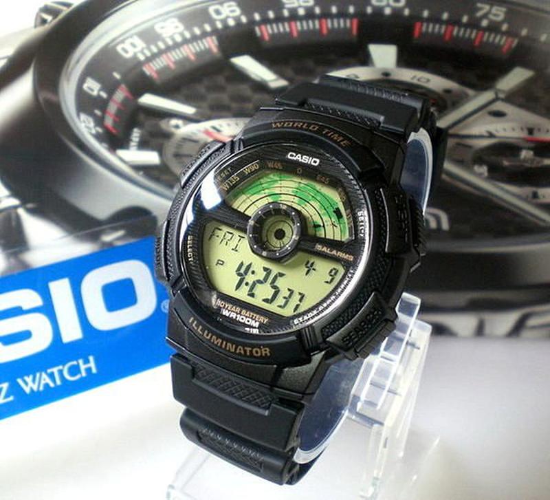 CASIO手錶 經緯度鐘錶 百米防水 仿飛機儀表板 LCD模擬指針造型 公司貨【特價730】 AE-1100W-1B