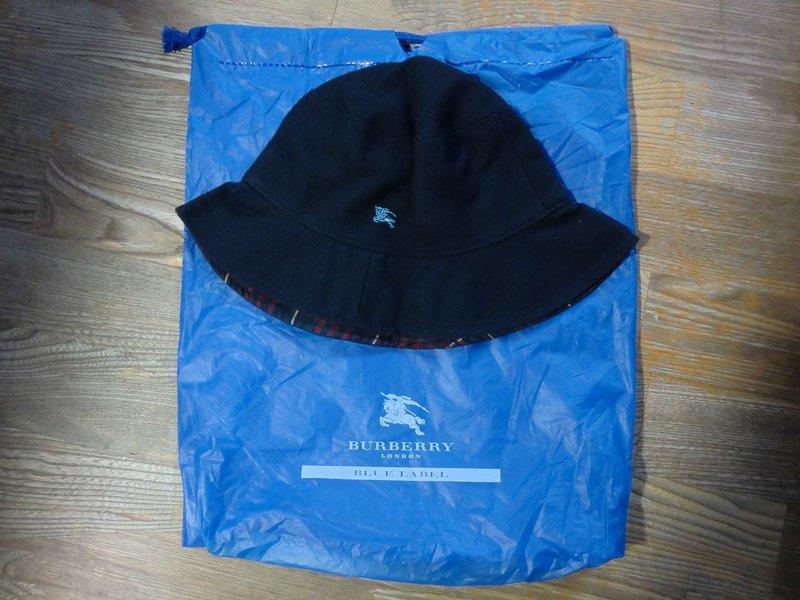 BURBERRY BLUE LABEL LONDON 藍標BBL 漁夫帽深藍格紋男女適用全新正品