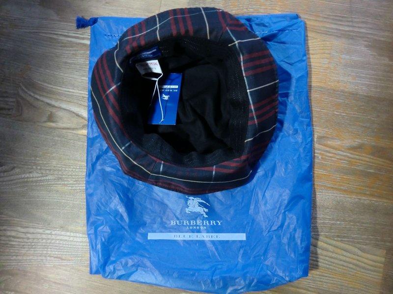 BURBERRY BLUE LABEL LONDON 藍標BBL 漁夫帽深藍格紋男女適用全新正品