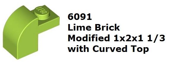 【磚樂】 LEGO 樂高 6091 4212446 Brick 1x2x1 1/3 Curved Top 萊姆綠色 曲面
