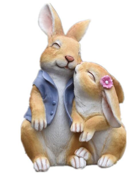 歐式 可愛兔子園藝擺飾 超萌親臉小兔兔樹脂花園裝飾品擺件可愛動物居家戶外擺飾禮物拍照道具