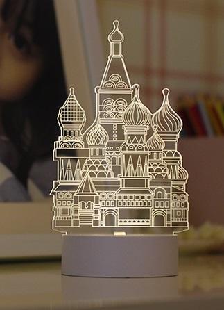全新現貨 超美 3D 城堡 夜燈 檯燈 立燈 約16公分 可調亮度 led床頭燈 生日禮物 送禮 景觀 透明 道具