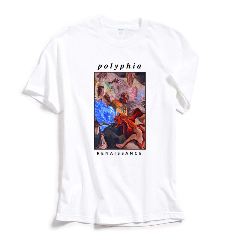 Polyphia Renaissance 美國前衛樂團 短袖T恤 白色 前衛金屬Djent 電子器樂搖滾藝術搖滾