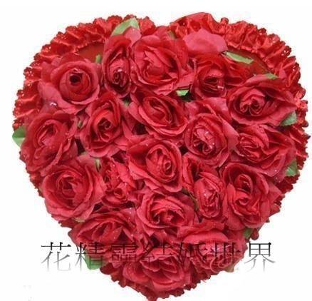 【花精靈結婚世界】禮車專用 紅色玫瑰素面車頭彩 (附2條紅彩帶)+24條車把花＋1雙新郎手套