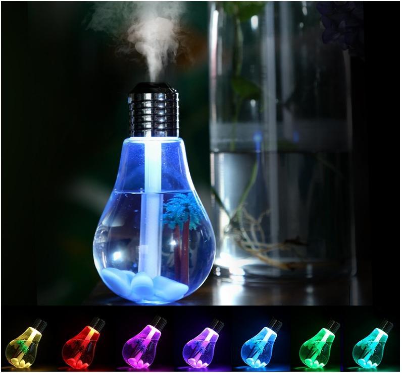 七彩燈泡加濕器 造型 創意 USB接孔 小夜燈 空氣清淨  車內加濕 隨身攜帶