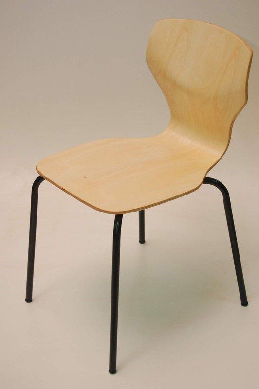 [台中餐桌椅製造]S型粗糙面 實木貼面烤漆 曲木椅 原木色
