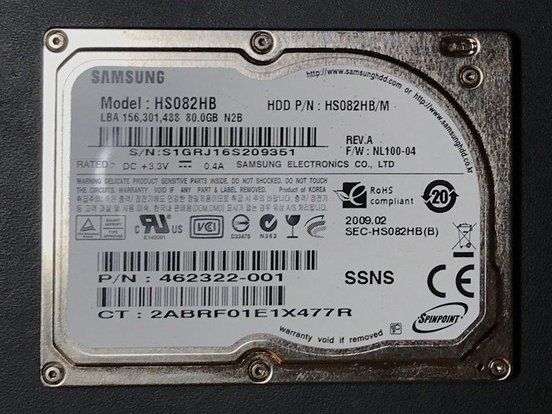 【故障】Samsung HS082HB 80G ZIP CE 1.8吋 硬碟 HDD 報廢 報帳