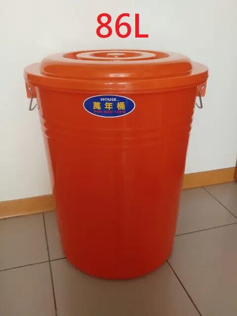 庫存品 萬年桶 86L塑膠桶 含蓋子 萬能桶 儲水桶 普力桶 波力桶 廚餘桶 垃圾桶 橘色水桶