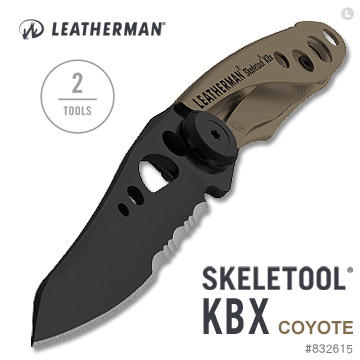 "電筒魔"  全新 公司貨 Leatherman SKELETOOL KBX 狼棕款半齒半刃折刀:#832615