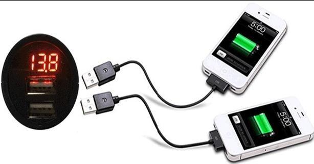 光速改裝部品 雙孔USB 電壓表 充電器 適用12-24v Iphone 三星 htc sony 