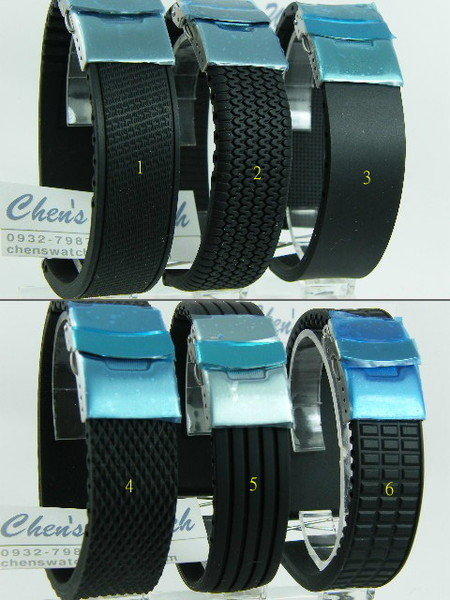 【錶帶家】18mm20mm22mm24mm新款不銹鋼單折安全扣矽膠錶帶膠帶替代 Oris,Tissot,mido