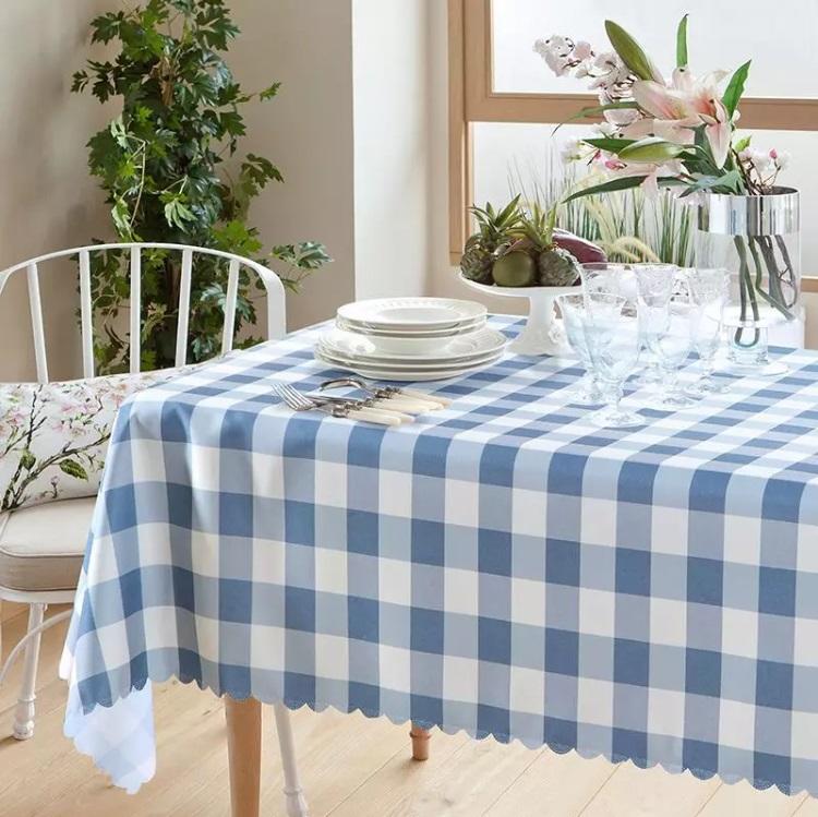 藍格子防水桌巾 桌布 蛋捲桌 餐桌布 野餐墊(140*180) 現貨