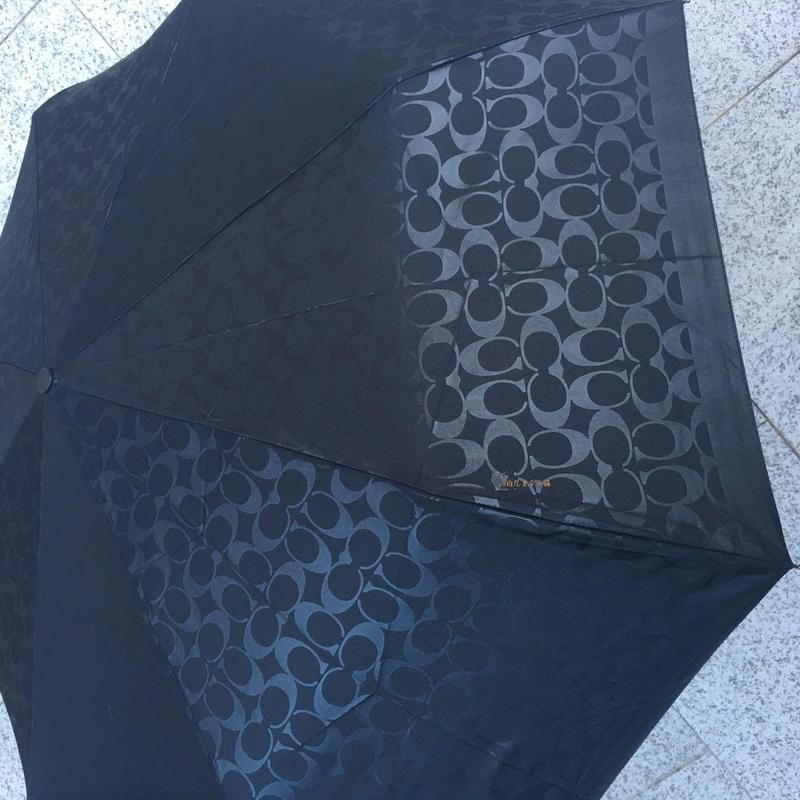 COACH 暗文LOGO折疊太陽傘/黑膠自動傘/防曬防紫外線晴雨傘/兩用傘_代購